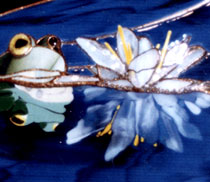 Stained and Fused Glass Frog with Lily By JoAnne