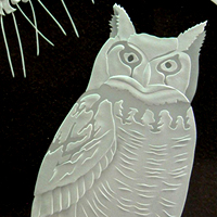 Sandblasted Owl Detail Entrance in Truckee